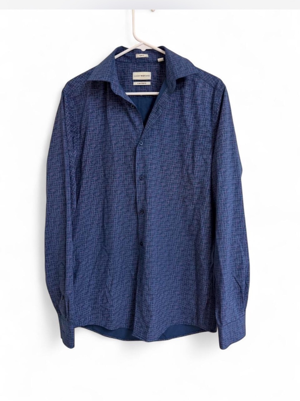Lucky Brand Men's Navy Textured Long-Sleeve Shirt